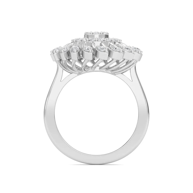 Radiant Sunburst Diamond Gold Statement Ring