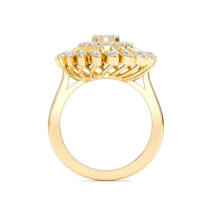 Radiant Sunburst Diamond Gold Statement Ring