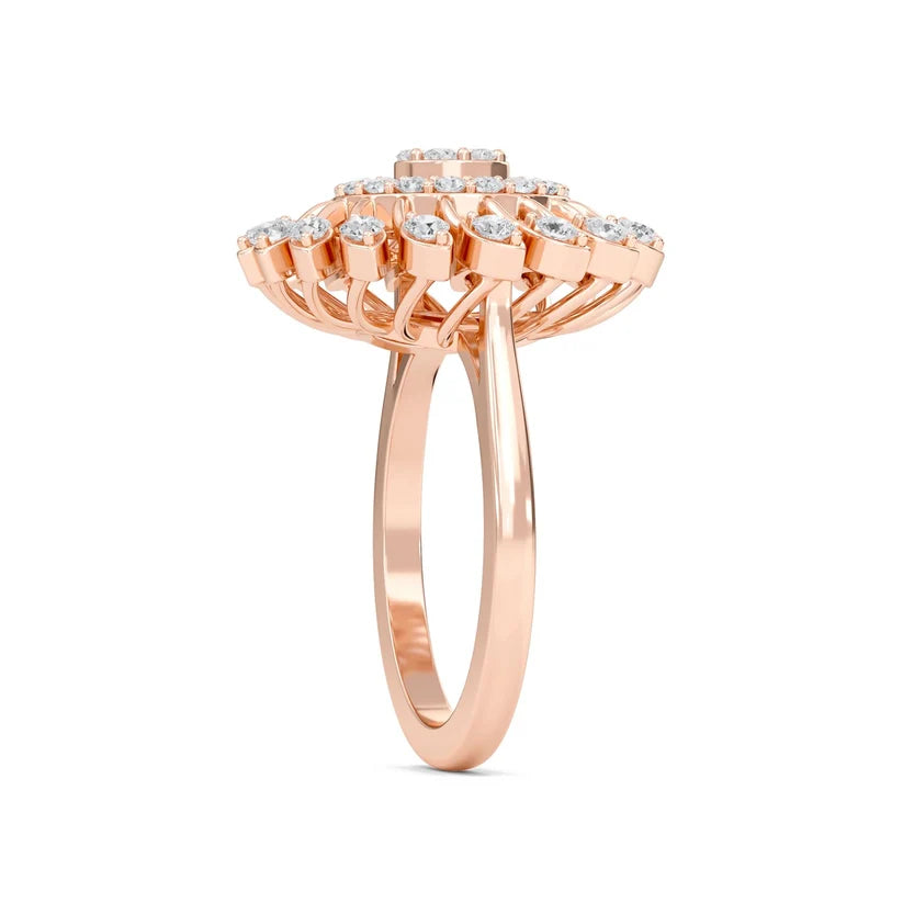 Radiant Sunburst Diamond Gold Statement Ring