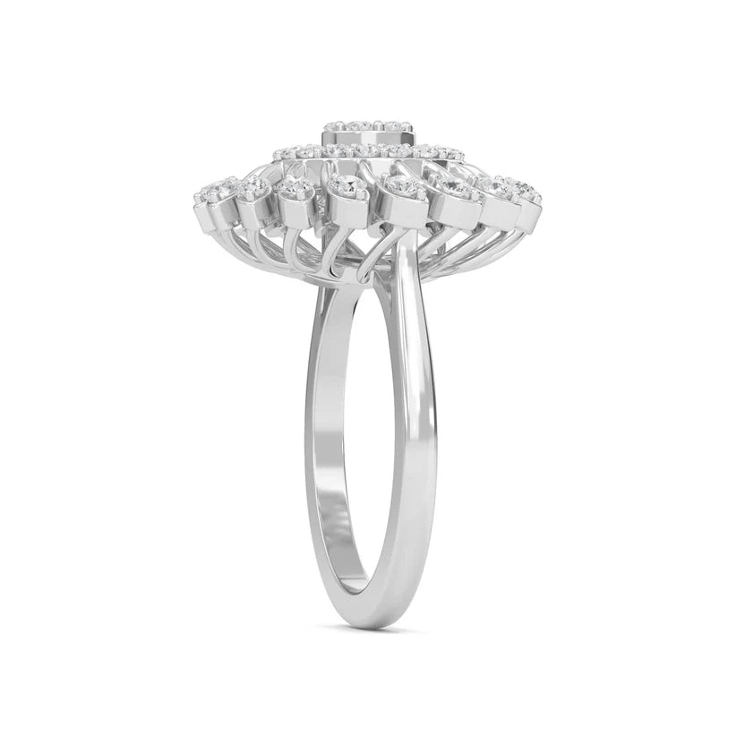 Radiant Sunburst Diamond Gold Statement Ring