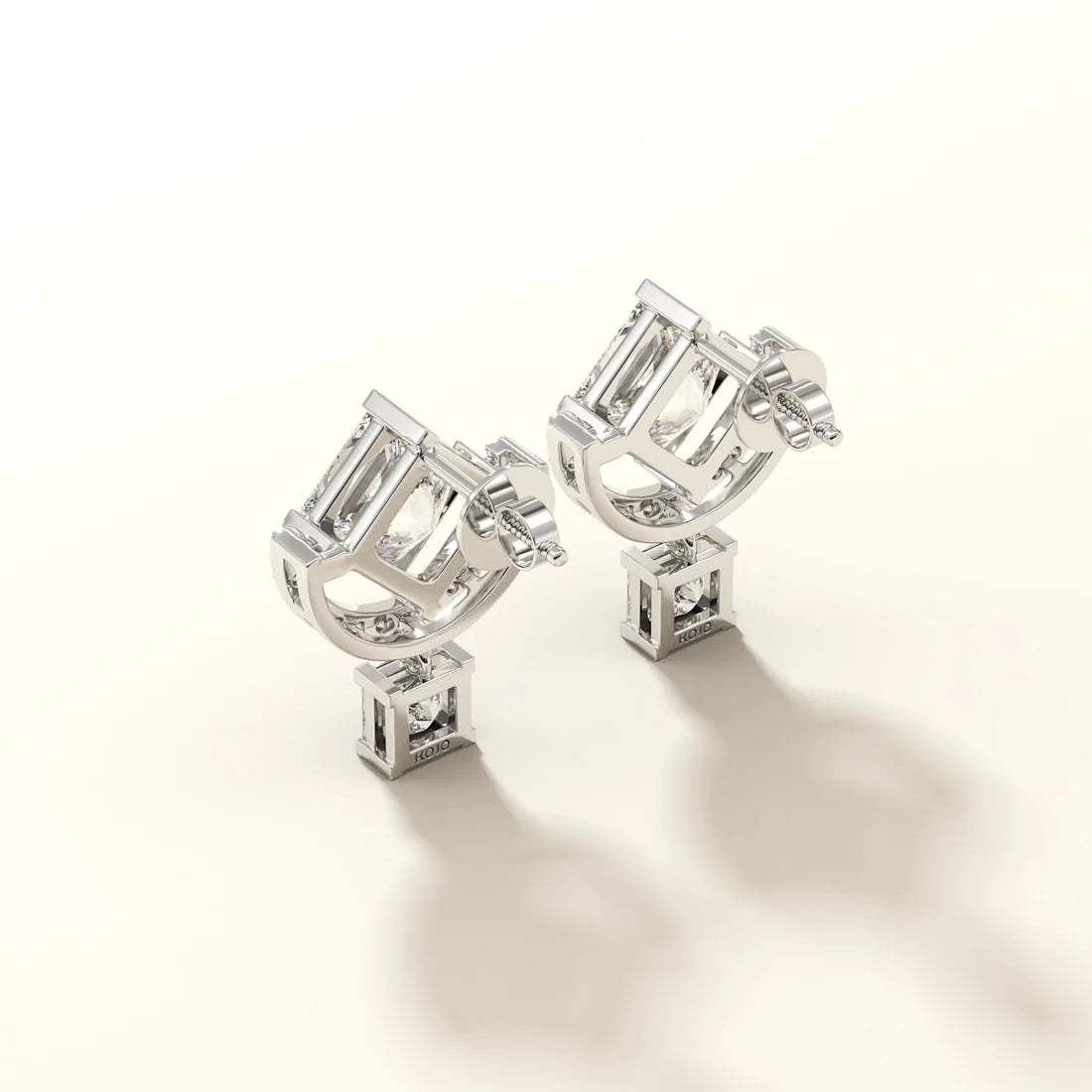 Princess Cut Diamond Halo Drop Earrings