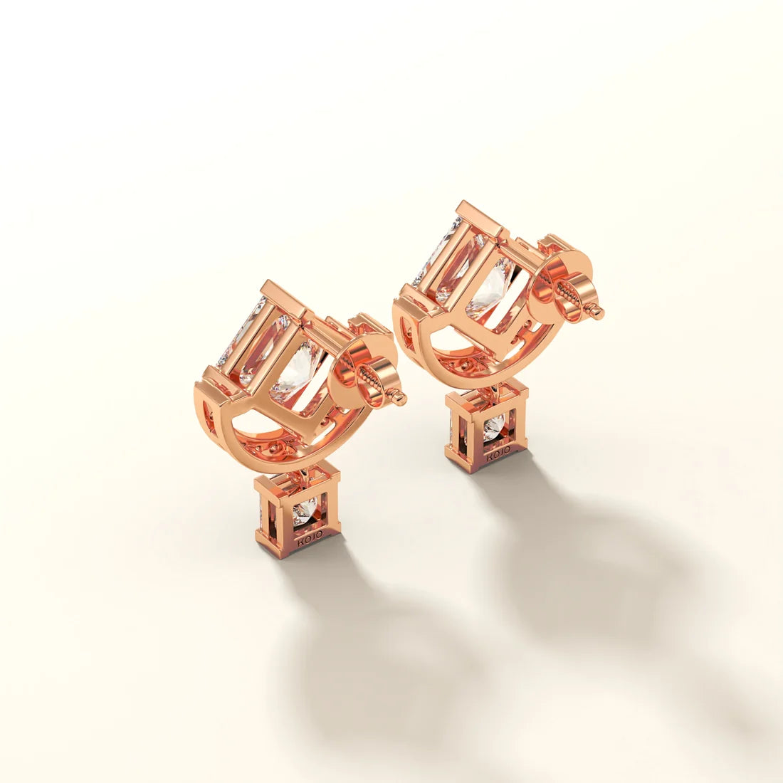 Princess Cut Diamond Halo Drop Earrings