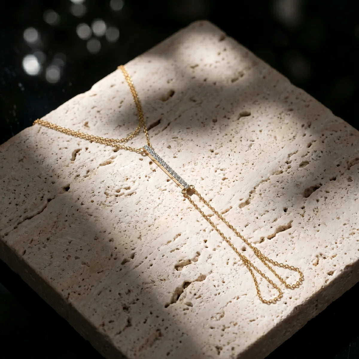 Diamond Bar Tassel Anklet in 925 Sterling Silver | Dainty Drop Chain Anklet for Women