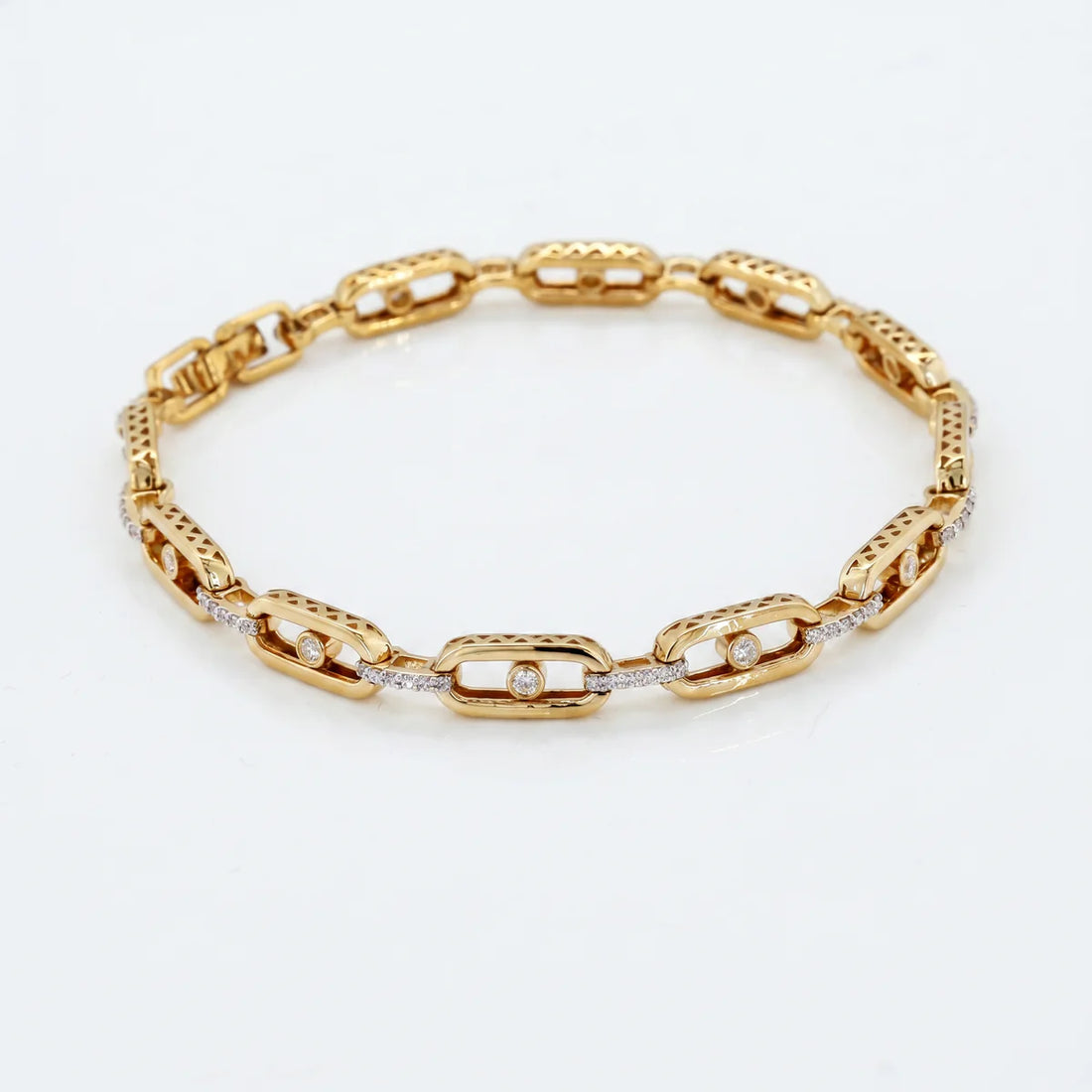 Paperclip Link Diamond Bracelet for Women | Bezel & Pavé Diamond Chain Bracelet 925 Sterling Silver