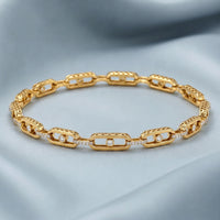 Paperclip Link Diamond Bracelet for Women | Bezel & Pavé Diamond Chain Bracelet 925 Sterling Silver