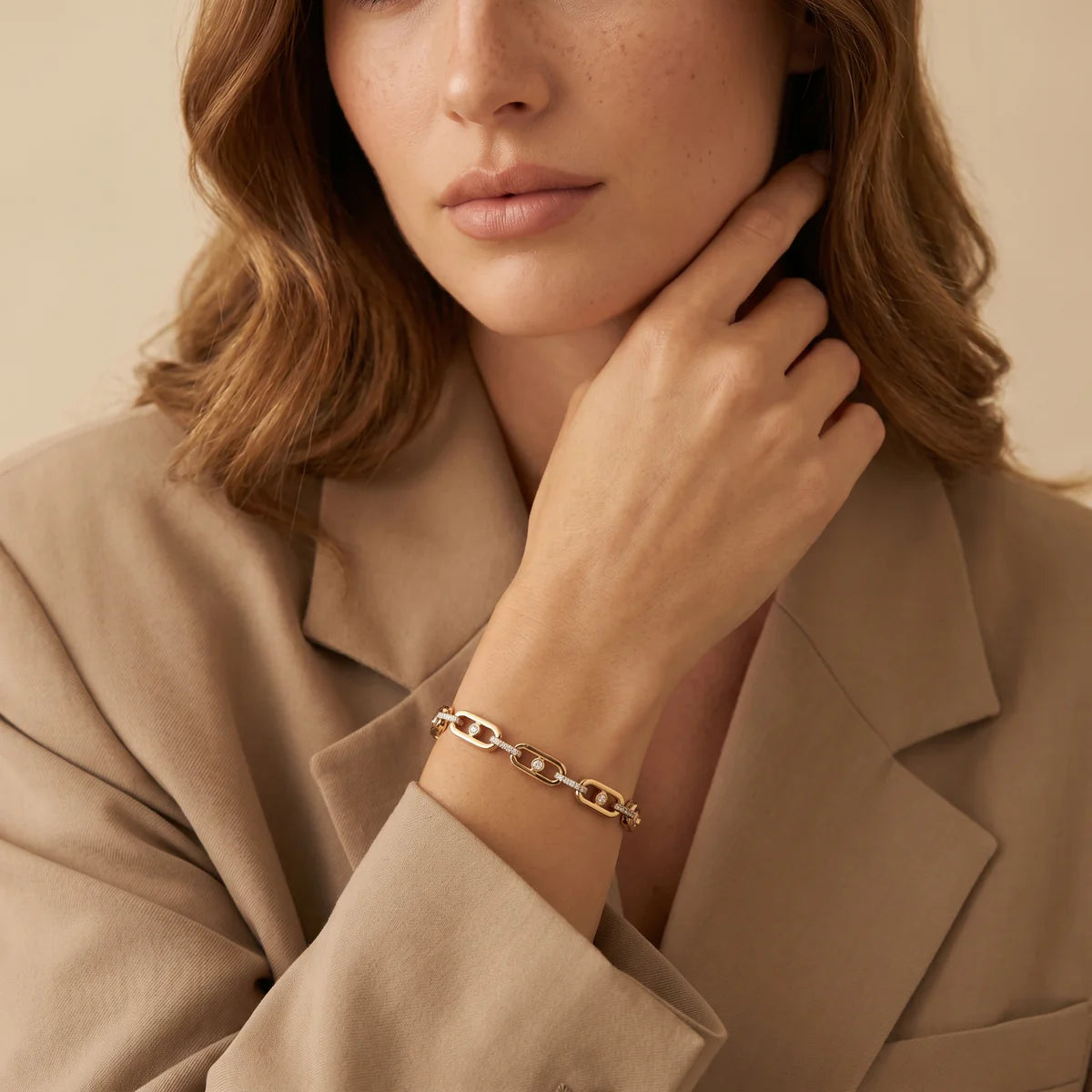 Paperclip Link Diamond Bracelet for Women | Bezel & Pavé Diamond Chain Bracelet 925 Sterling Silver