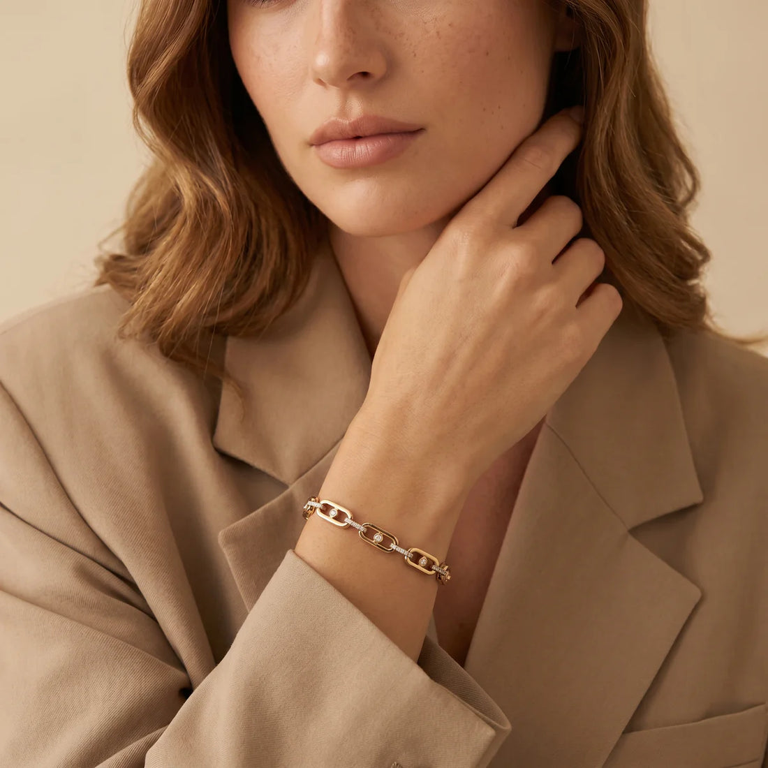 Paperclip Link Diamond Bracelet for Women | Bezel & Pavé Diamond Chain Bracelet 925 Sterling Silver