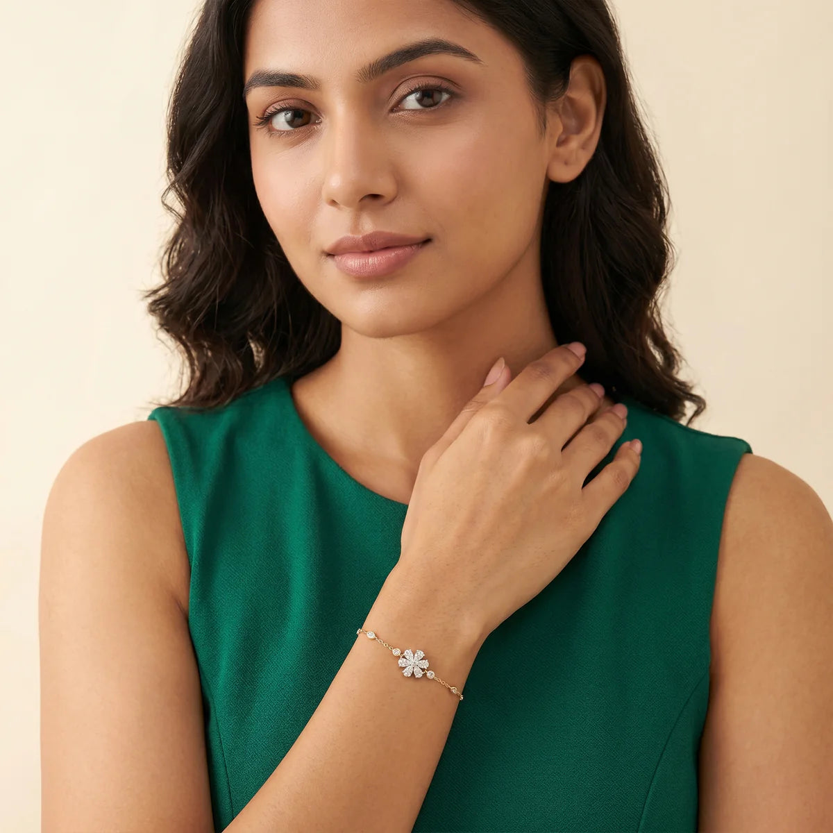 Floral Marquise Diamond Cluster Bracelet in 925 Sterling Silver | Bezel Station Chain Bracelet | Elegant Flower Tennis Bracelet | Gift for Her
