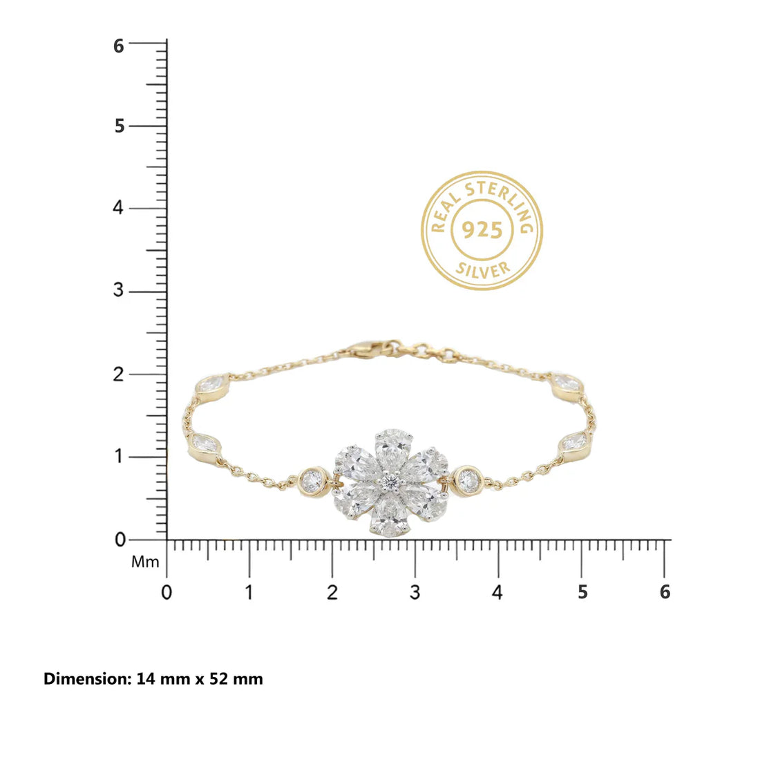 Floral Marquise Diamond Cluster Bracelet in 925 Sterling Silver | Bezel Station Chain Bracelet | Elegant Flower Tennis Bracelet | Gift for Her