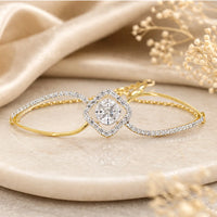 Infinity Twist Diamond Bracelet with Cushion Center | Sterling Silver 925