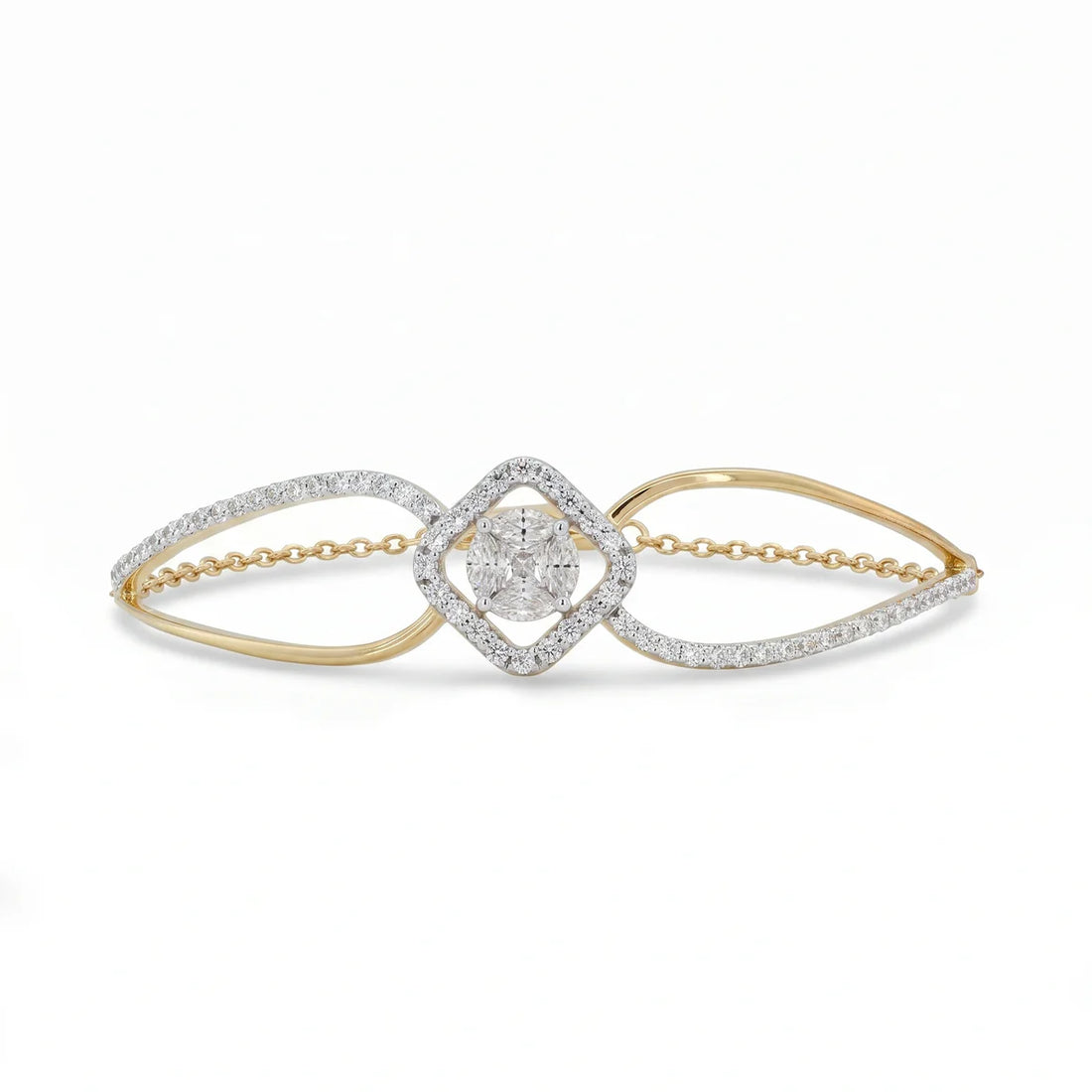 Infinity Twist Diamond Bracelet with Cushion Center | Sterling Silver 925