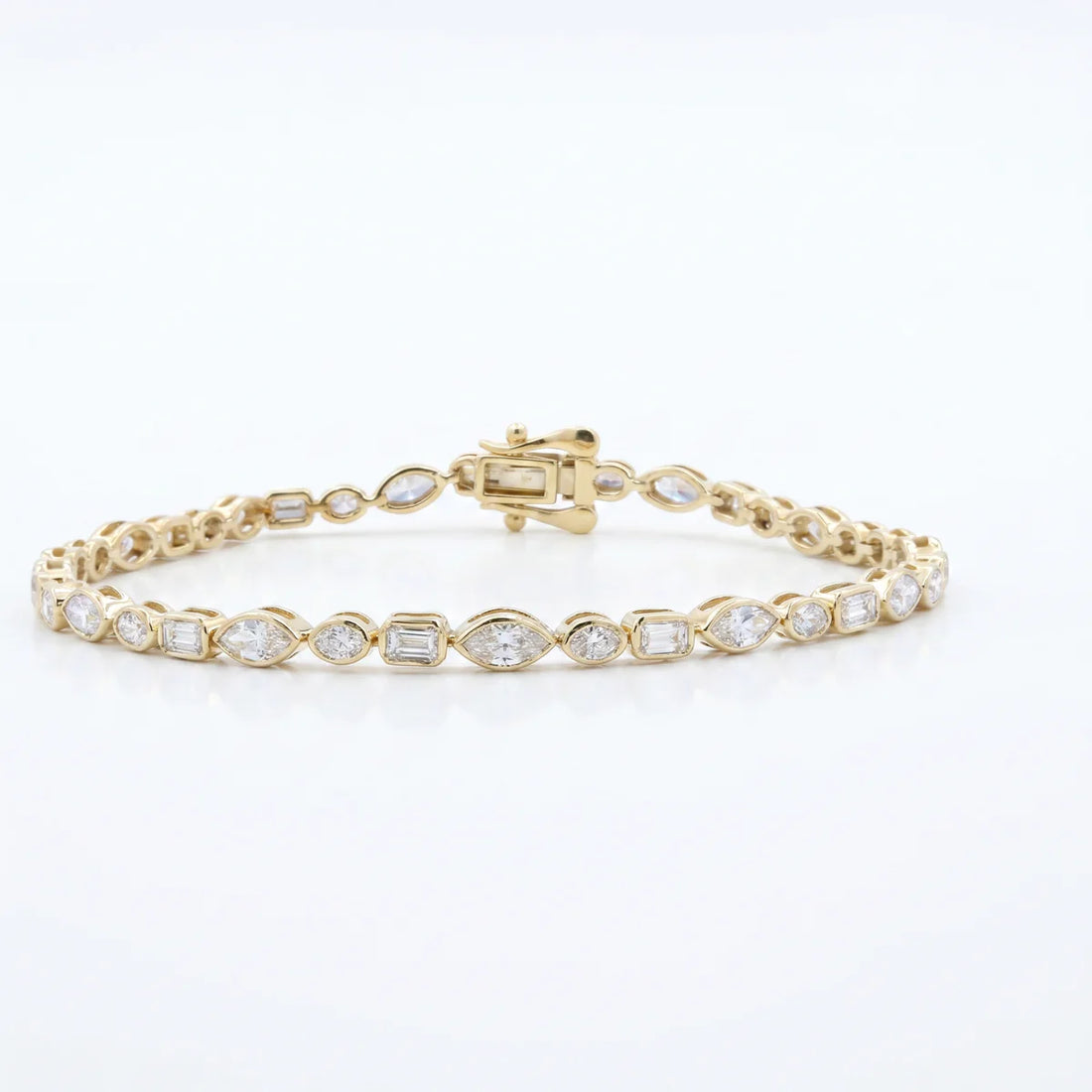 925 Sterling Silver Mixed-Cut Cubic Zirconia Tennis Bracelet with Marquise, Round & Baguette Stones