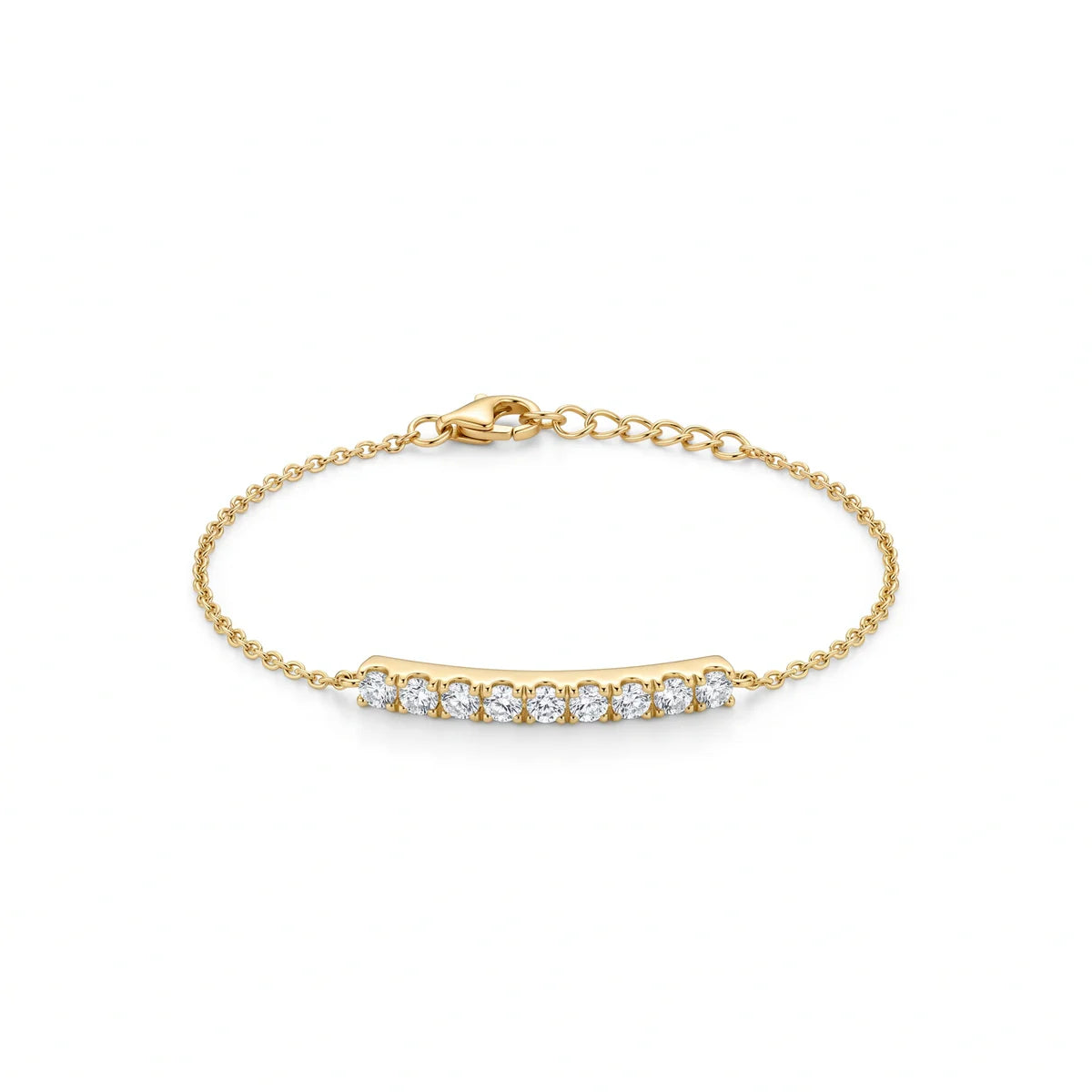 Classic Round Diamond Bar Chain Bracelet In 925 Silver