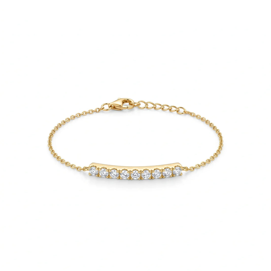 Classic Round Diamond Bar Chain Bracelet In 925 Silver