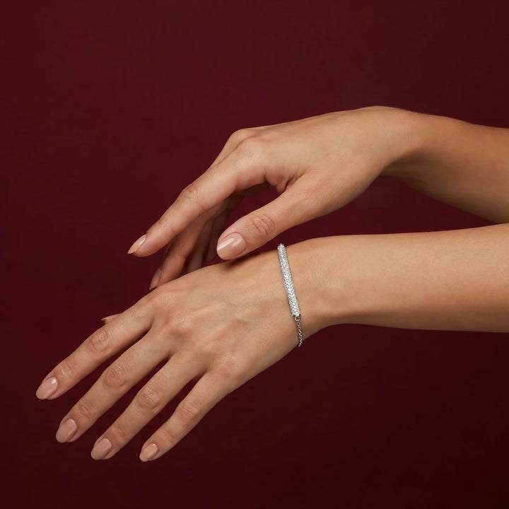 The Lumina 925 Sterling Silver Pavé Bar Bracelet