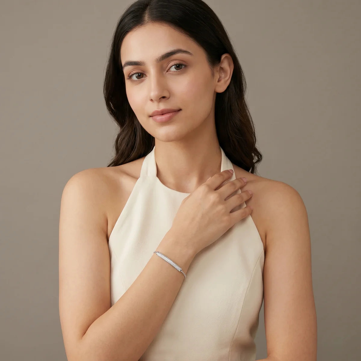The Lumina 925 Sterling Silver Pavé Bar Bracelet