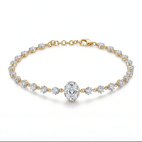 Classic Oval Cut Diamond Link Bracelet in 925 Sterling Silver