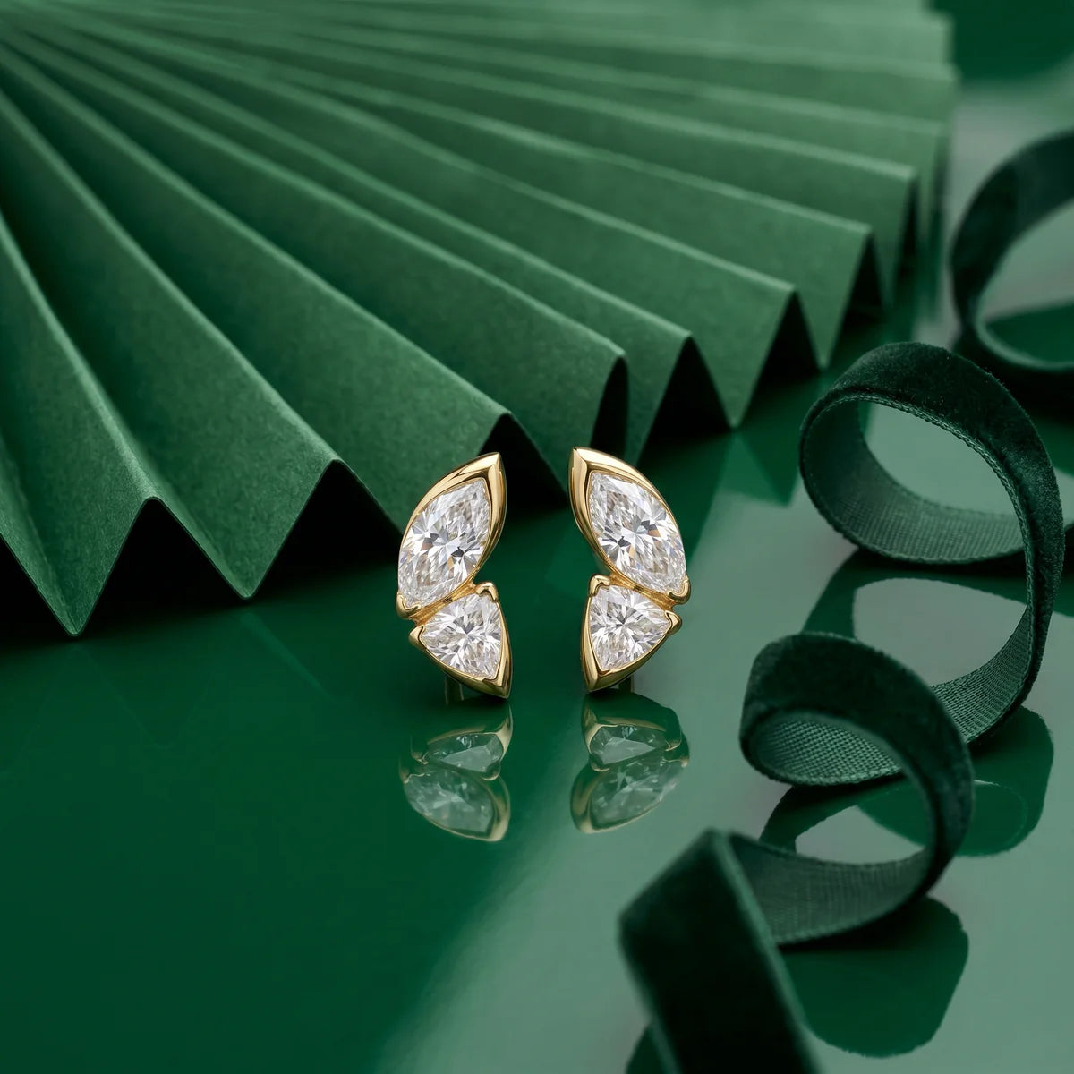 Marquise & Pear Cut Diamond Stud Earrings for Women 925 Sterling Silver