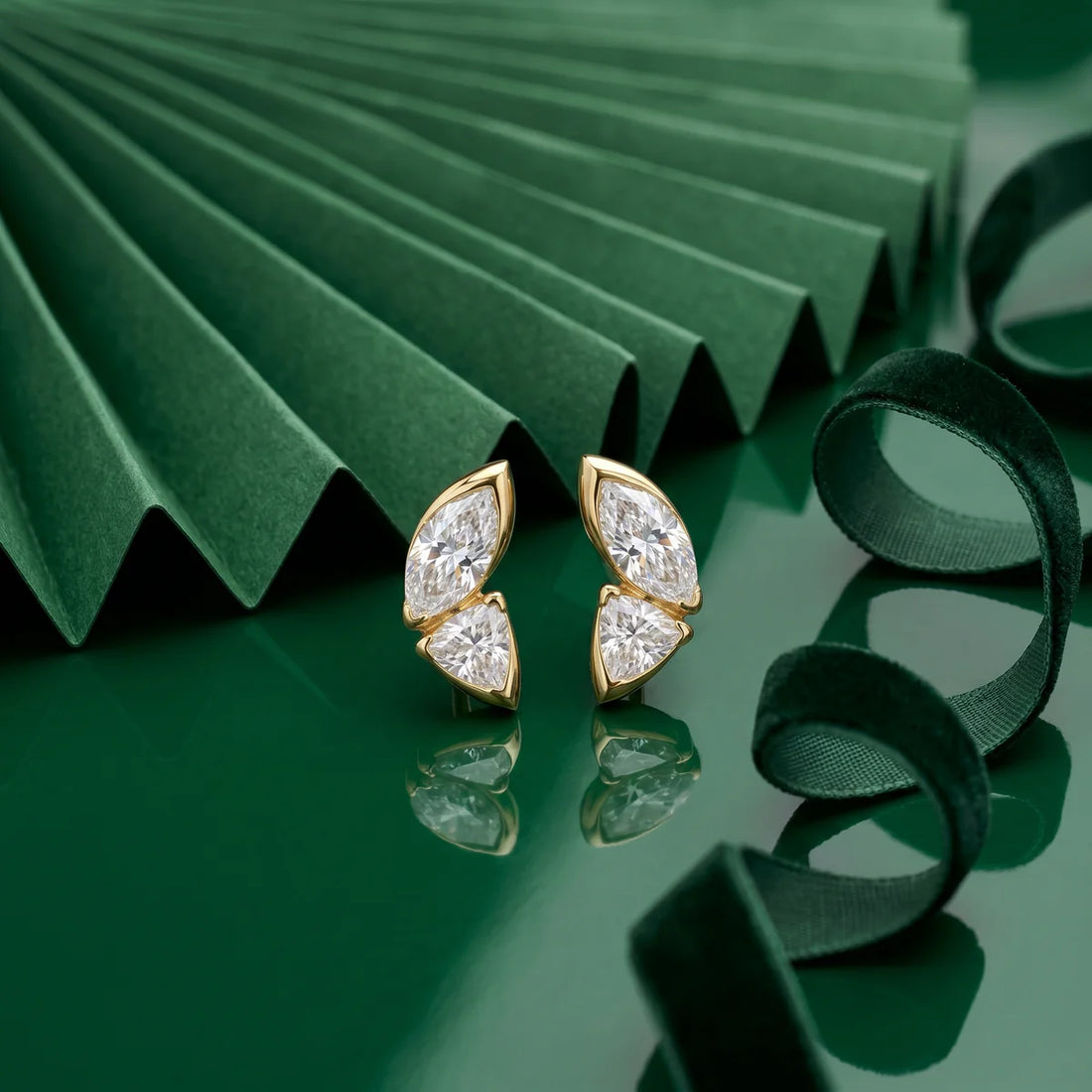 Marquise & Pear Cut Diamond Stud Earrings for Women 925 Sterling Silver