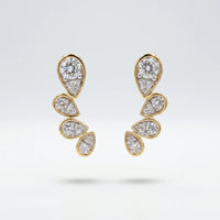 Pear Diamond Climber Stud Earrings in 925 Sterling Silver