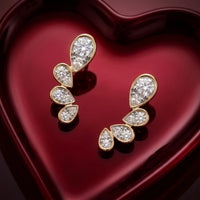 Pear Diamond Climber Stud Earrings in 925 Sterling Silver