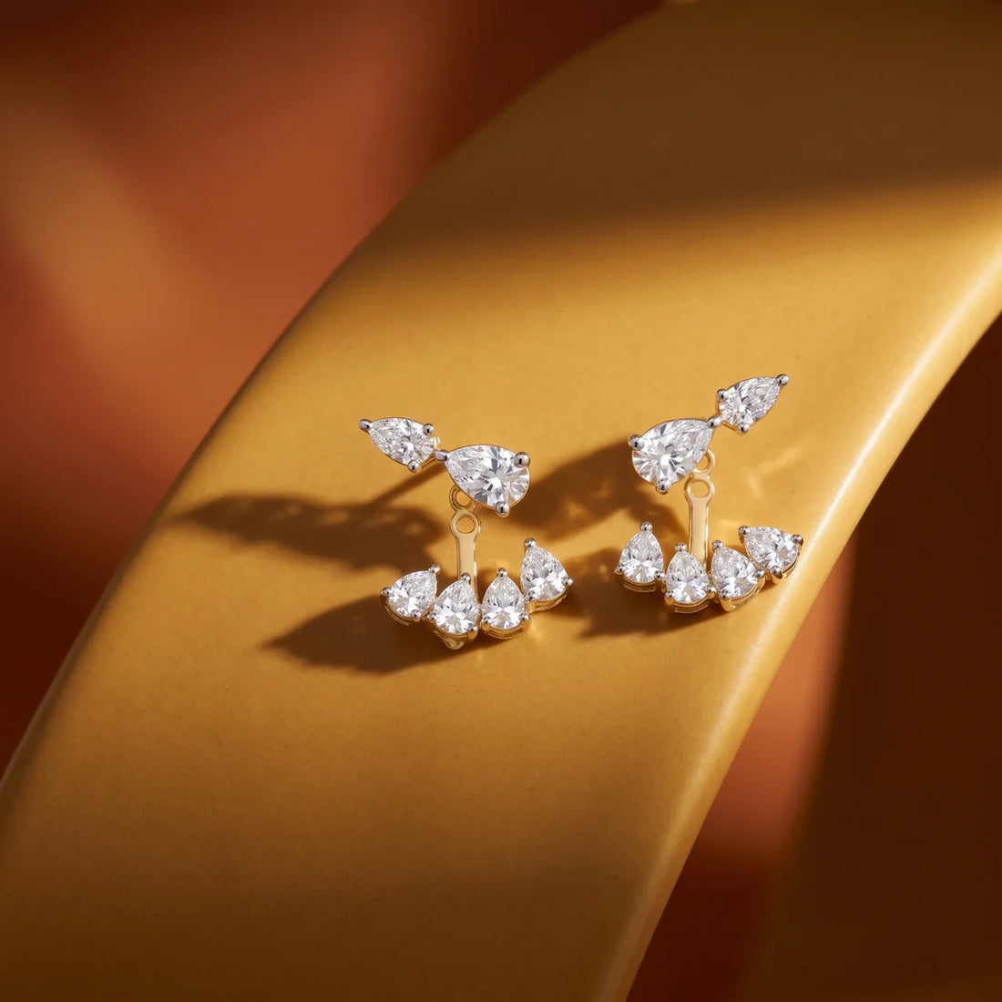 Pear-Shaped Diamond Convertible Ear Jacket Earrings in 925 Sterling Silver