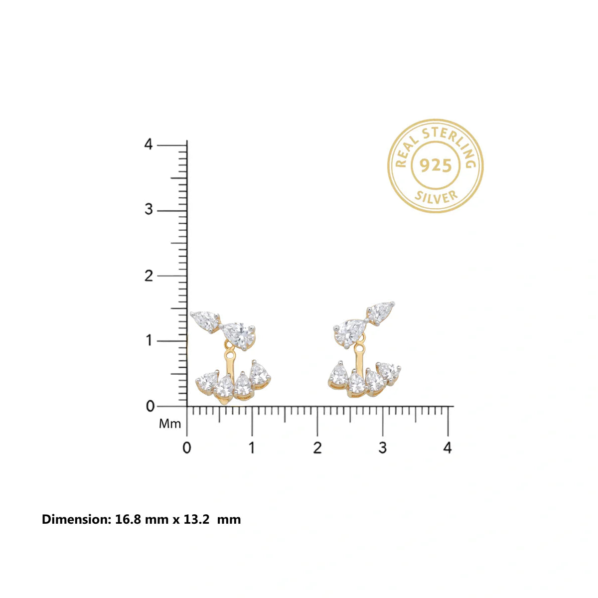 Pear-Shaped Diamond Convertible Ear Jacket Earrings in 925 Sterling Silver