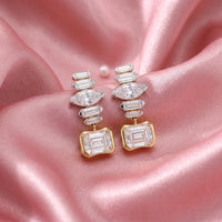 Emerald Cut & Marquise Diamond Statement Drop Earrings 925 Sterling Silver
