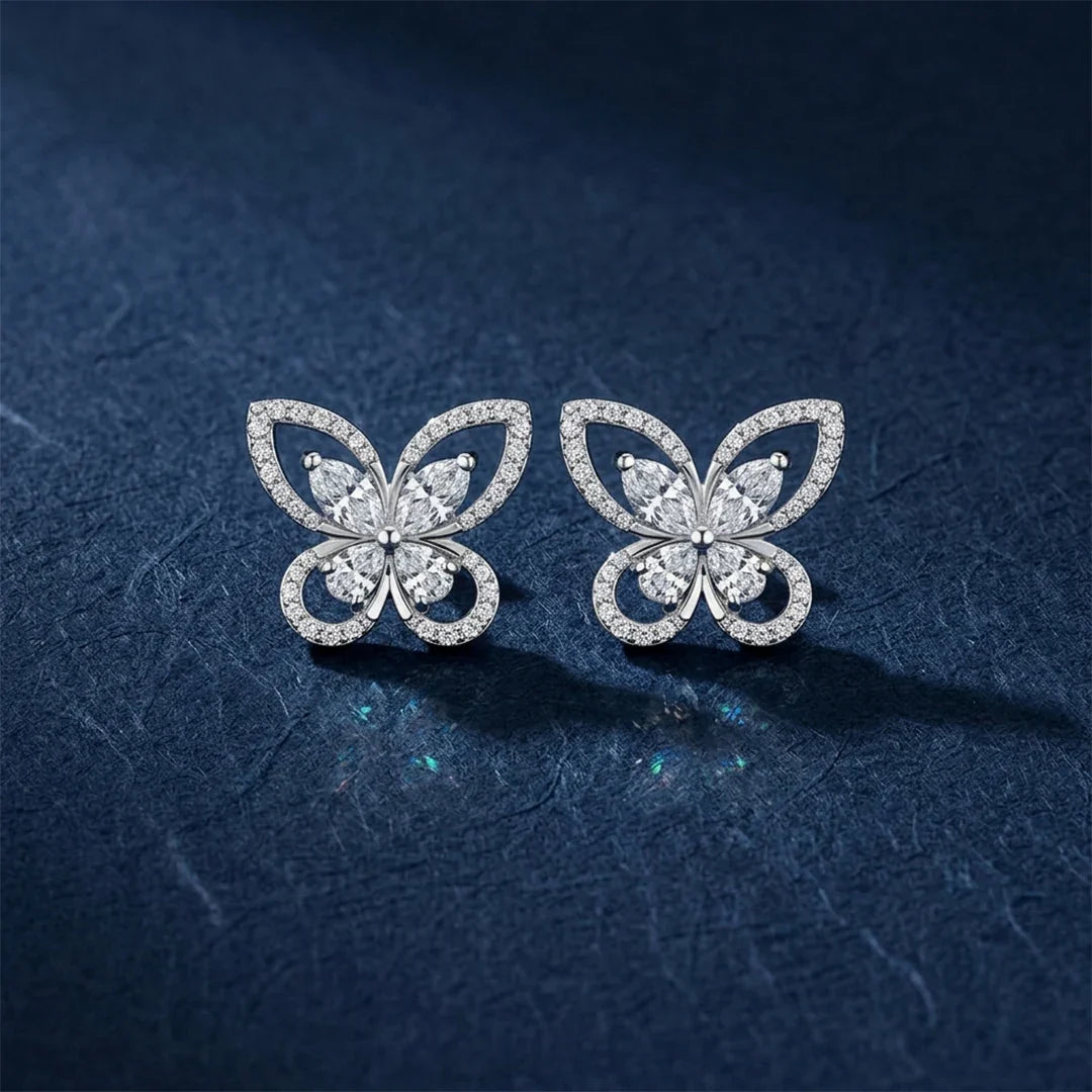 Butterfly Pavé Stud Earrings in 925 Sterling Silver