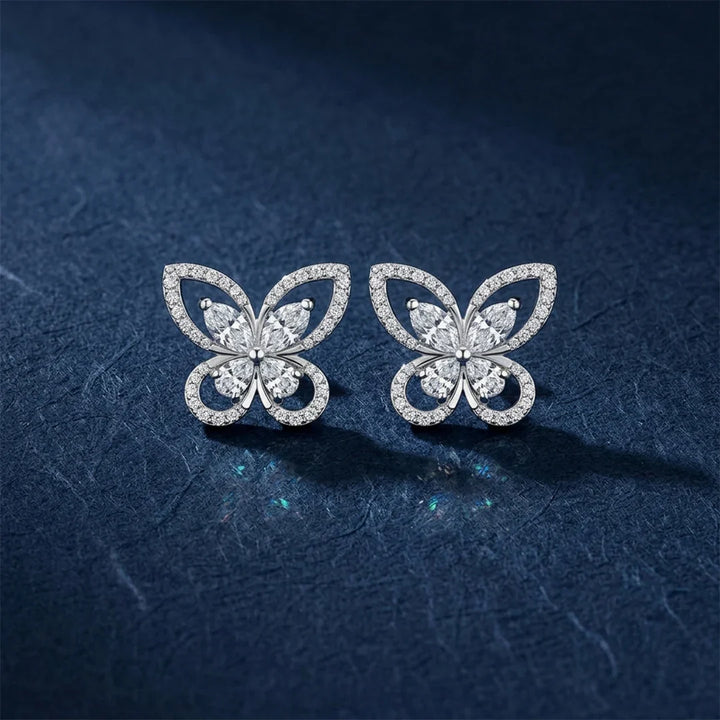 Butterfly Pavé Stud Earrings in 925 Sterling Silver