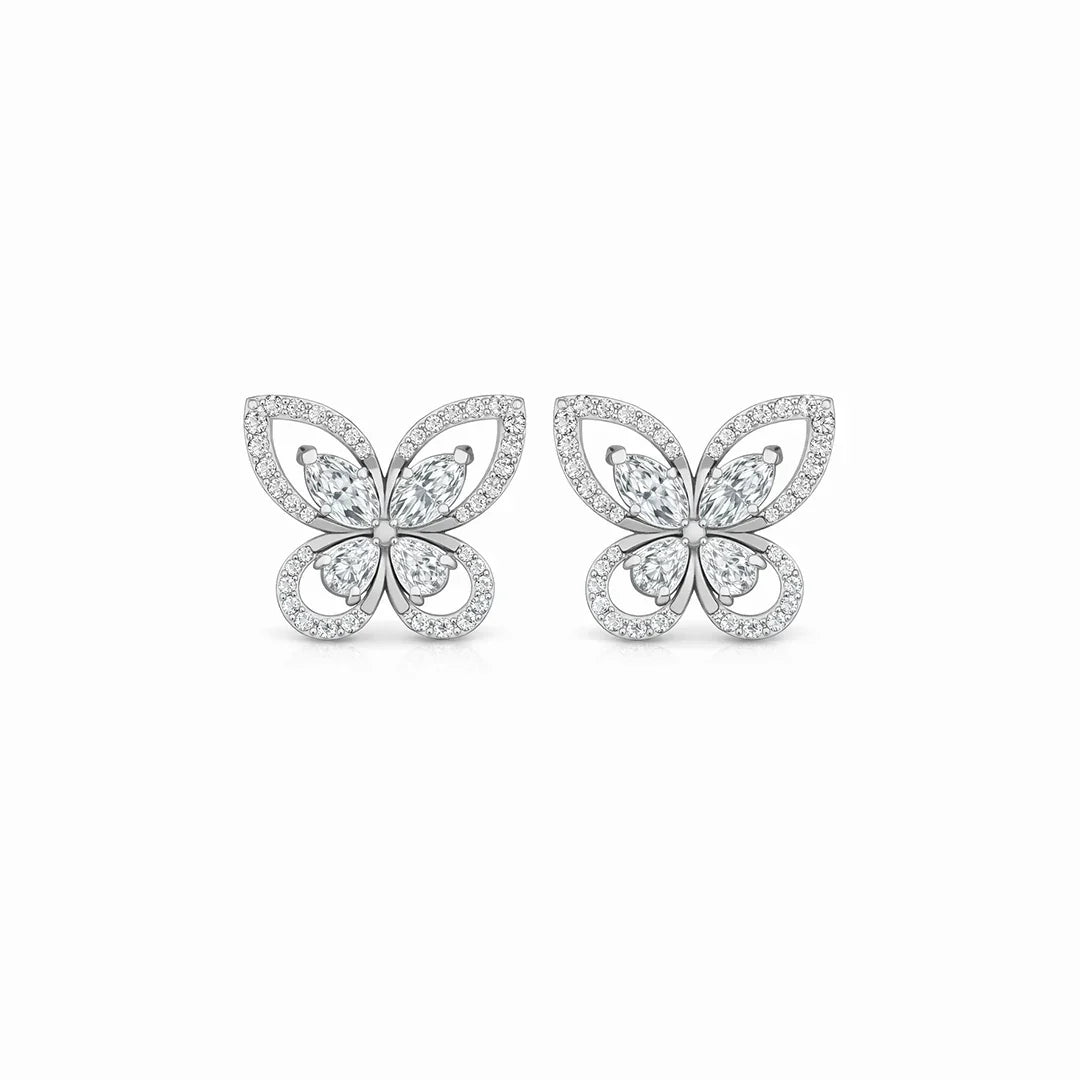 Butterfly Pavé Stud Earrings in 925 Sterling Silver