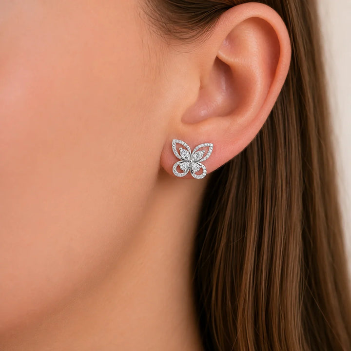 Butterfly Pavé Stud Earrings in 925 Sterling Silver