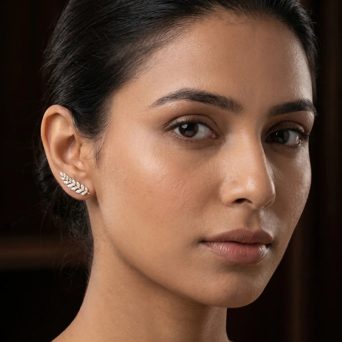 925 Sterling Silver Sparkling Marquise CZ Earrings | Floral Leaf Drop Earrings