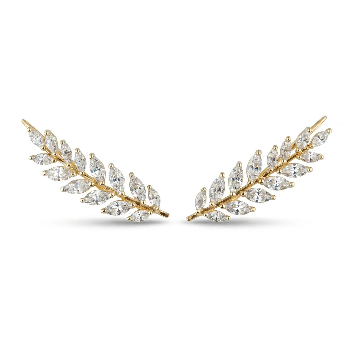 925 Sterling Silver Sparkling Marquise CZ Earrings | Floral Leaf Drop Earrings