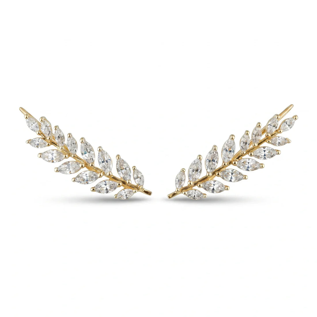 925 Sterling Silver Sparkling Marquise CZ Earrings | Floral Leaf Drop Earrings