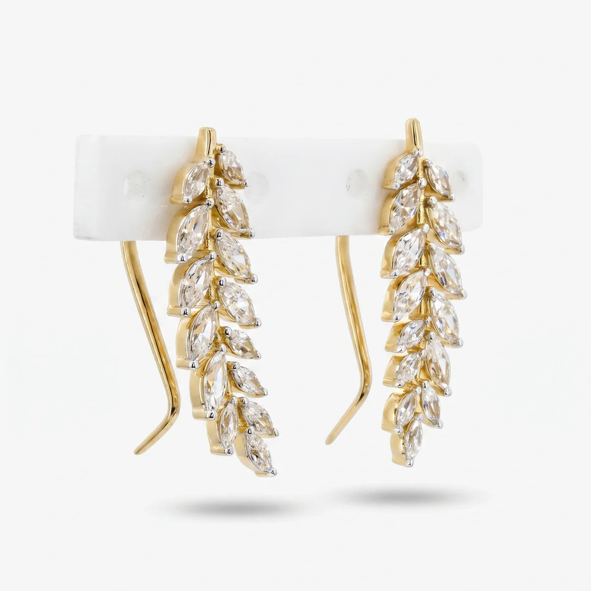 925 Sterling Silver Sparkling Marquise CZ Earrings | Floral Leaf Drop Earrings
