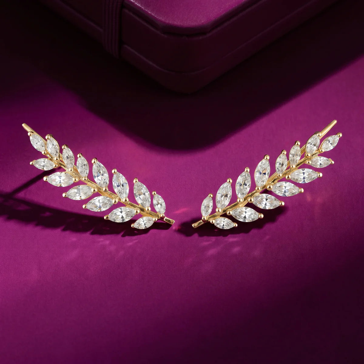 925 Sterling Silver Sparkling Marquise CZ Earrings | Floral Leaf Drop Earrings