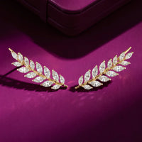 925 Sterling Silver Sparkling Marquise CZ Earrings | Floral Leaf Drop Earrings