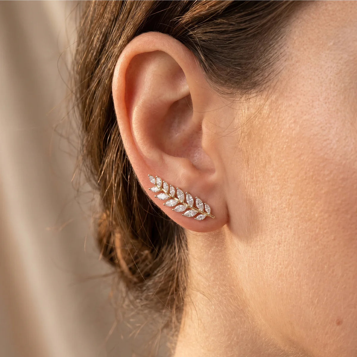 925 Sterling Silver Sparkling Marquise CZ Earrings | Floral Leaf Drop Earrings
