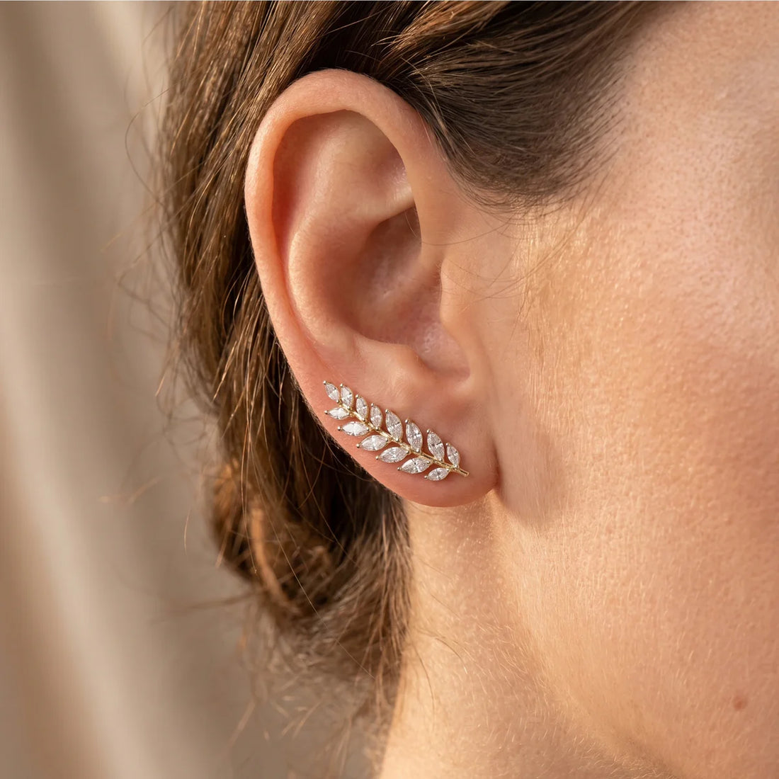 925 Sterling Silver Sparkling Marquise CZ Earrings | Floral Leaf Drop Earrings