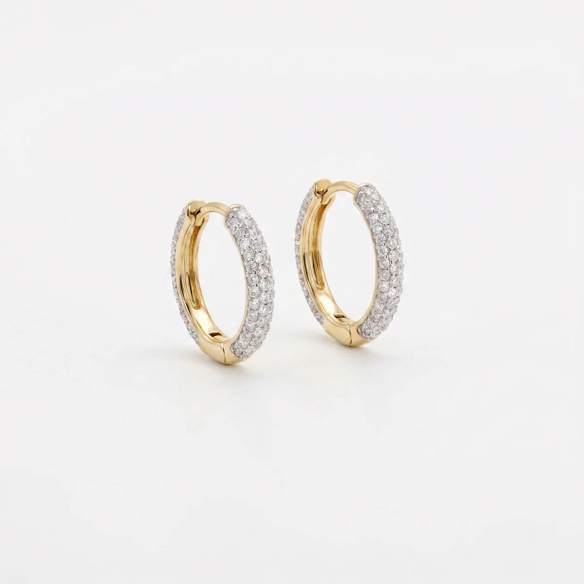 Classic Diamond Pavé Huggie Hoop Earrings in 925 Sterling Silver