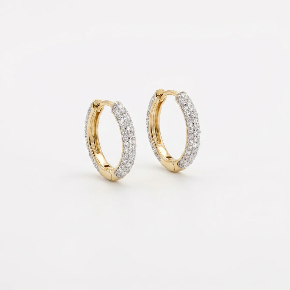 Classic Diamond Pavé Huggie Hoop Earrings in 925 Sterling Silver
