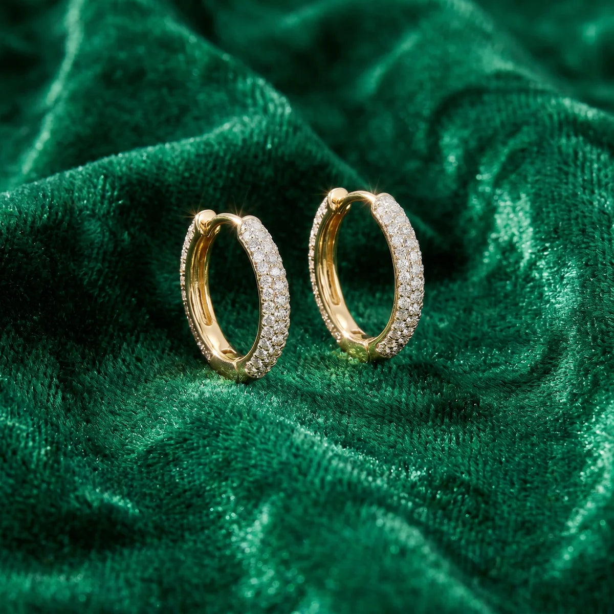 Classic Diamond Pavé Huggie Hoop Earrings in 925 Sterling Silver