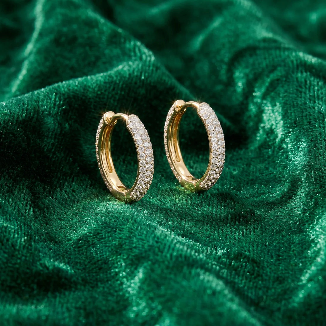 Classic Diamond Pavé Huggie Hoop Earrings in 925 Sterling Silver