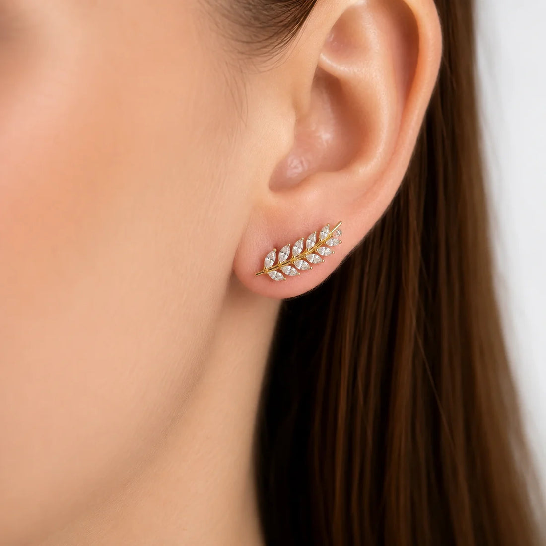 925 Sterling Silver Sparkling Marquise CZ Earrings | Floral Leaf Drop Earrings