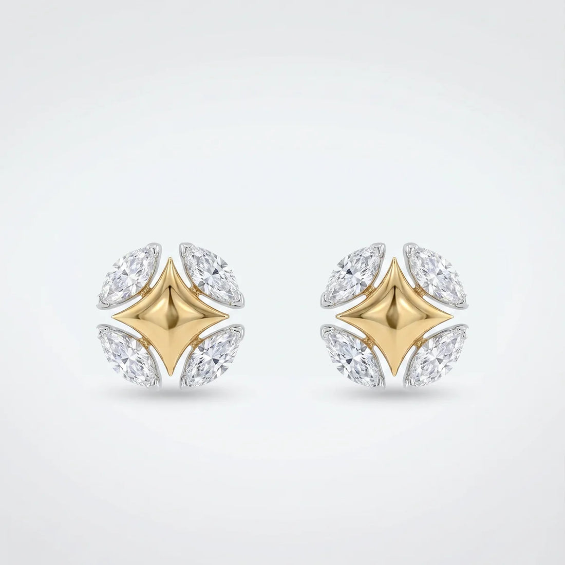 Marquise Diamond Starburst Stud Earrings in 925 Sterling Silver