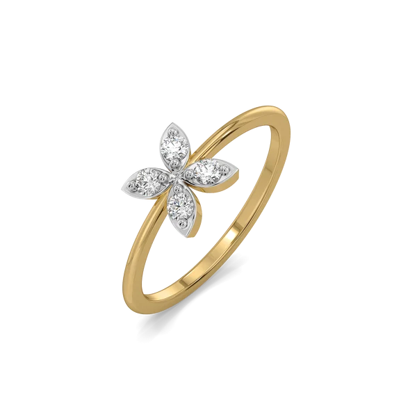 Four-Petal Diamond Blossom Ring