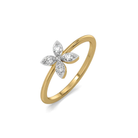 Four-Petal Diamond Blossom Ring