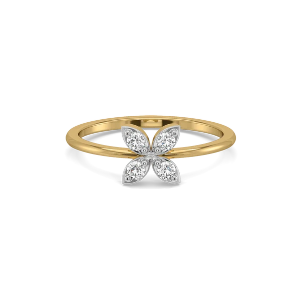 Four-Petal Diamond Blossom Ring