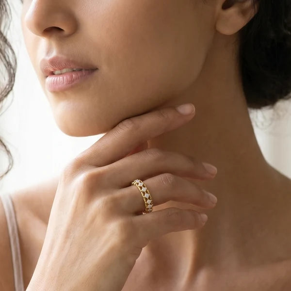 Lattice Bloom Diamond Ring